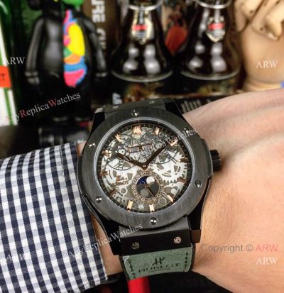New Hublot Classic Fusion Perpetual Calendar Replica Watches Black Steel